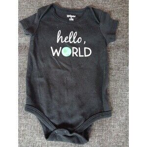 Kidgets Shirt 3 To 6  month Boys Black Short sleeve Snap Bottom Hello World